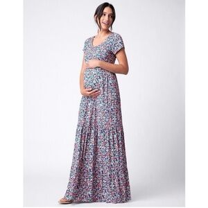 EUC Seraphine US 2 ditsy floral tiered nursing & maternity maxi dress